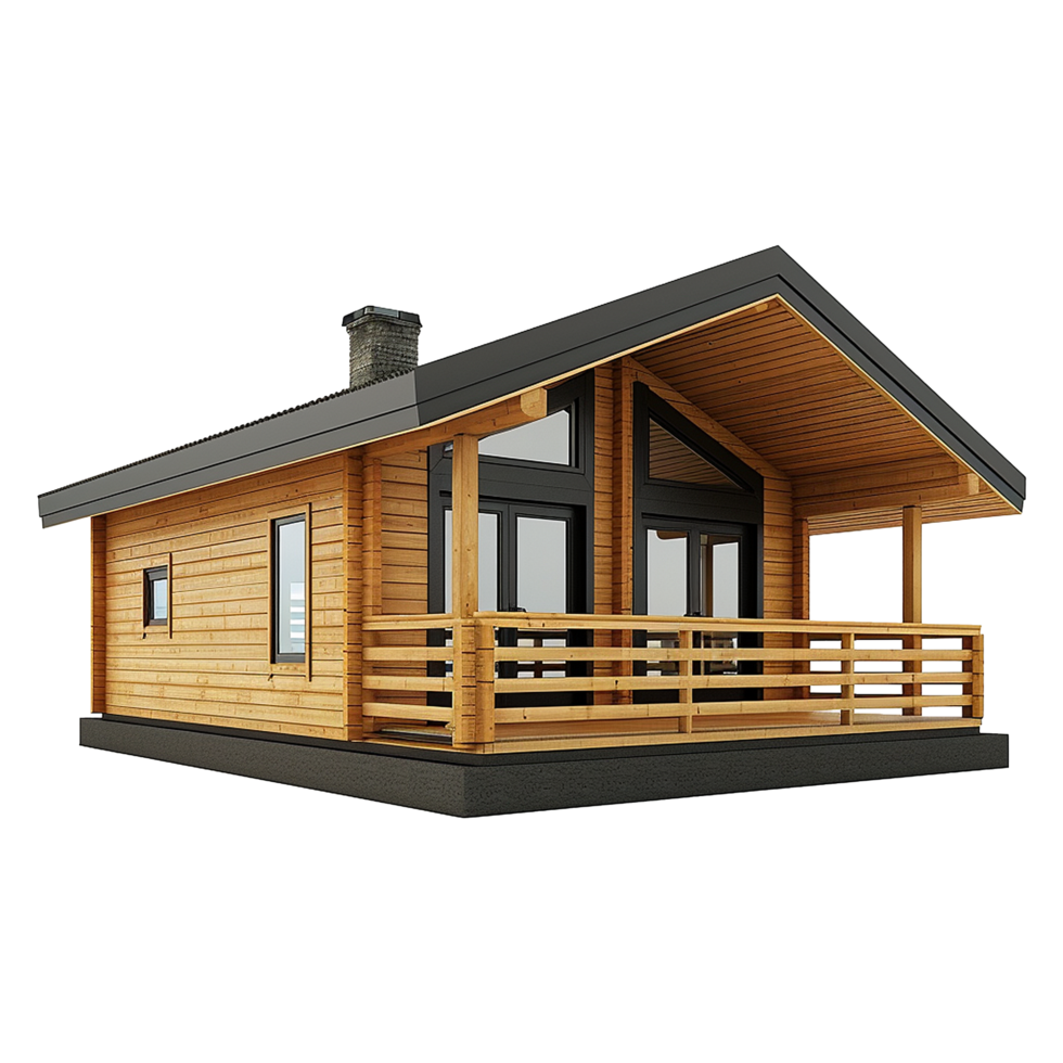 AI generated Log cabin isolated on transparent background png