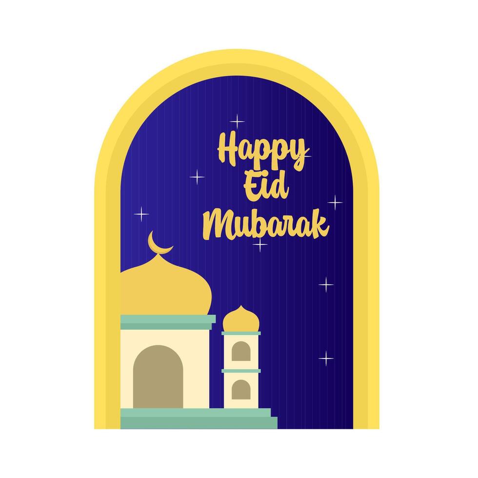 happy eid mubarak greetings badge illustration vector
