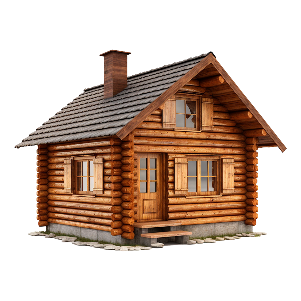 AI generated Log cabin isolated on transparent background png