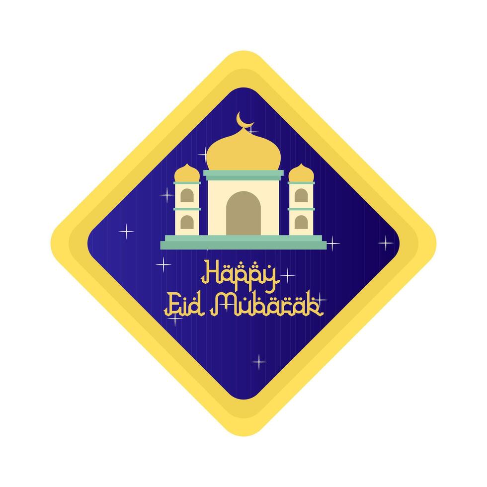 happy eid mubarak greetings badge illustration vector