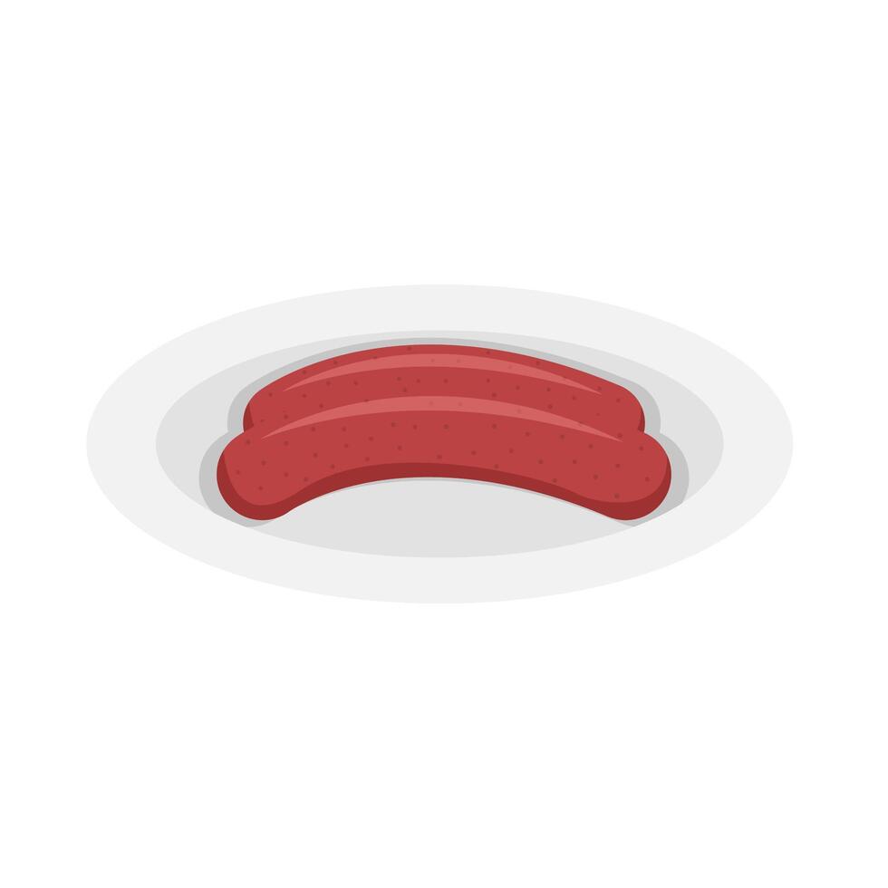 sausage in plate illustration vector