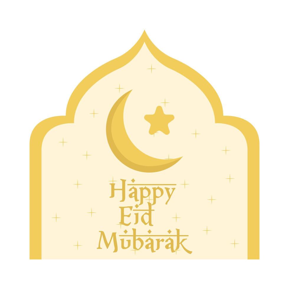 happy eid mubarak greetings badge illustration vector