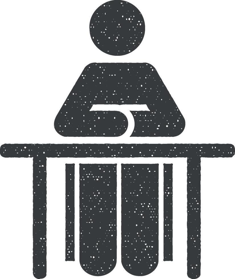 schoolboy class sit student pictogram icon vector illustration in stamp style