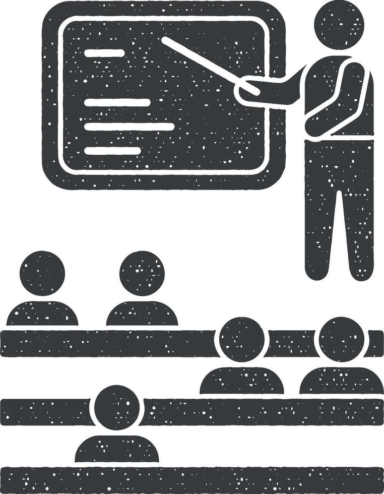 Blackboard trainer chairs icon vector illustration in stamp style