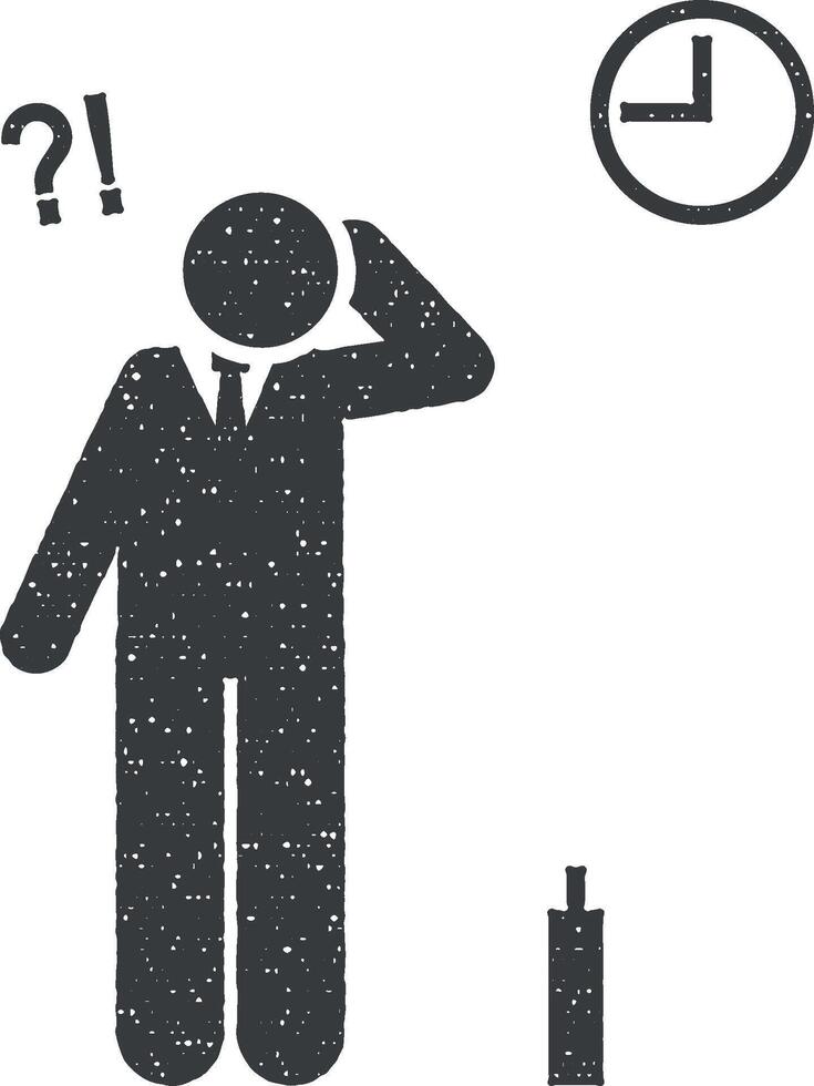 Businessman, job, no, angry icon vector illustration in stamp style