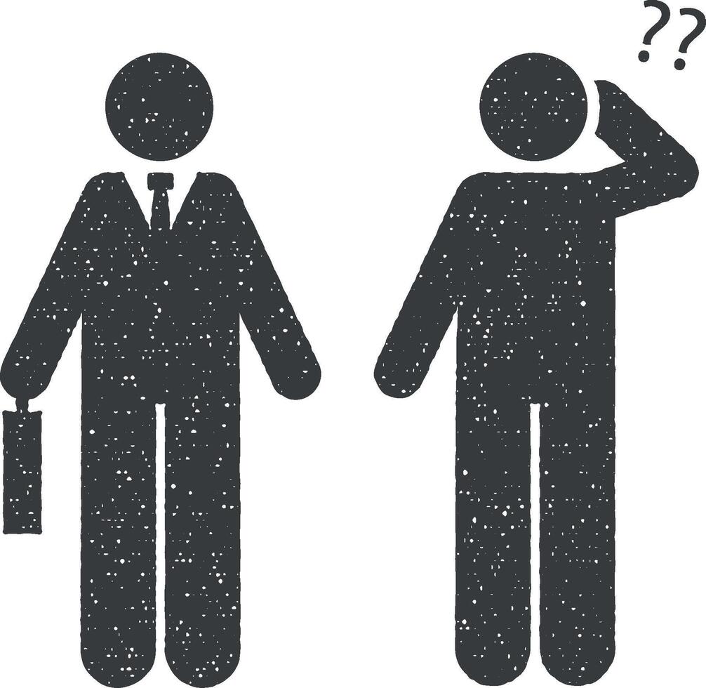 Job, conversation, speak, think icon vector illustration in stamp style