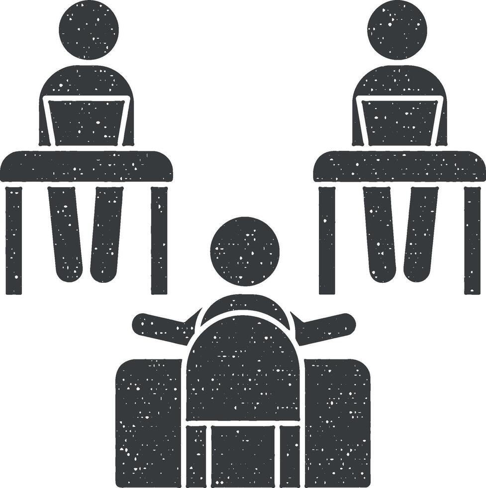 Table sitting trainer icon vector illustration in stamp style