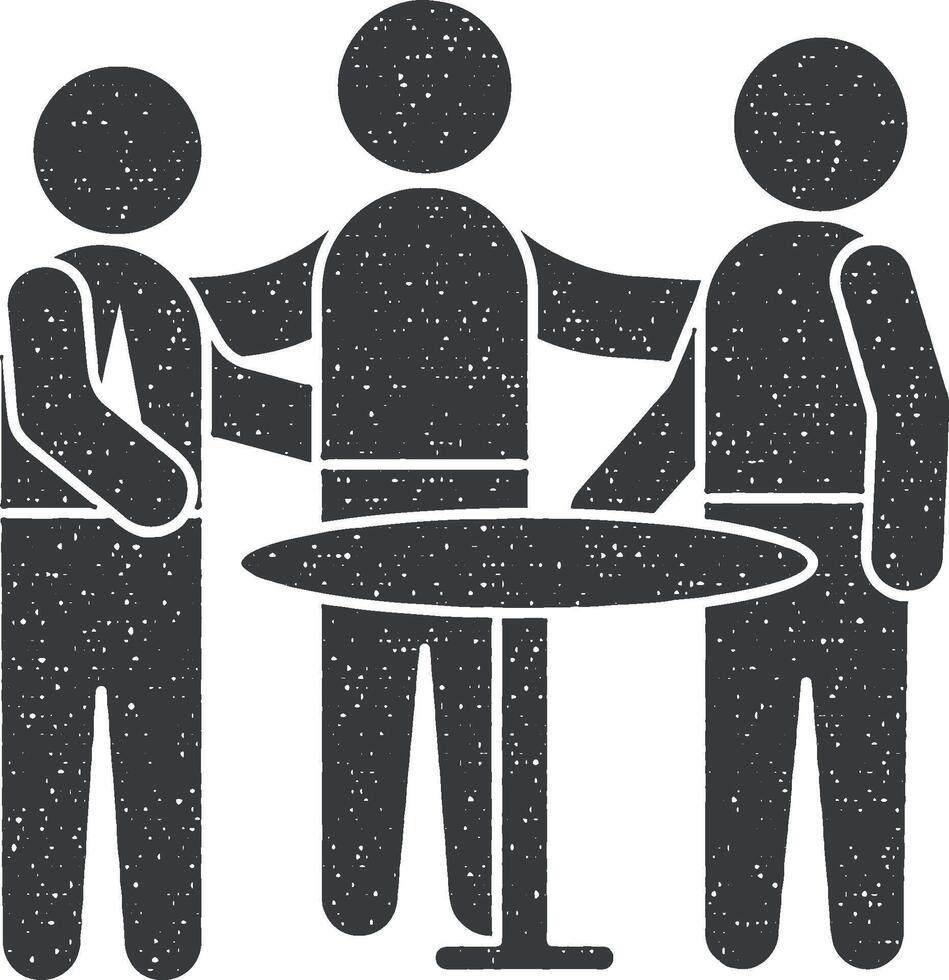 Table discussion trainers icon vector illustration in stamp style