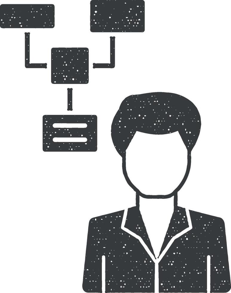 Businessman project icon vector illustration in stamp style