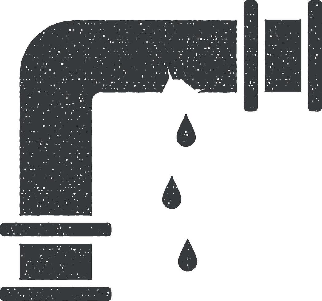 Faucet, drop, sink, broken icon vector illustration in stamp style