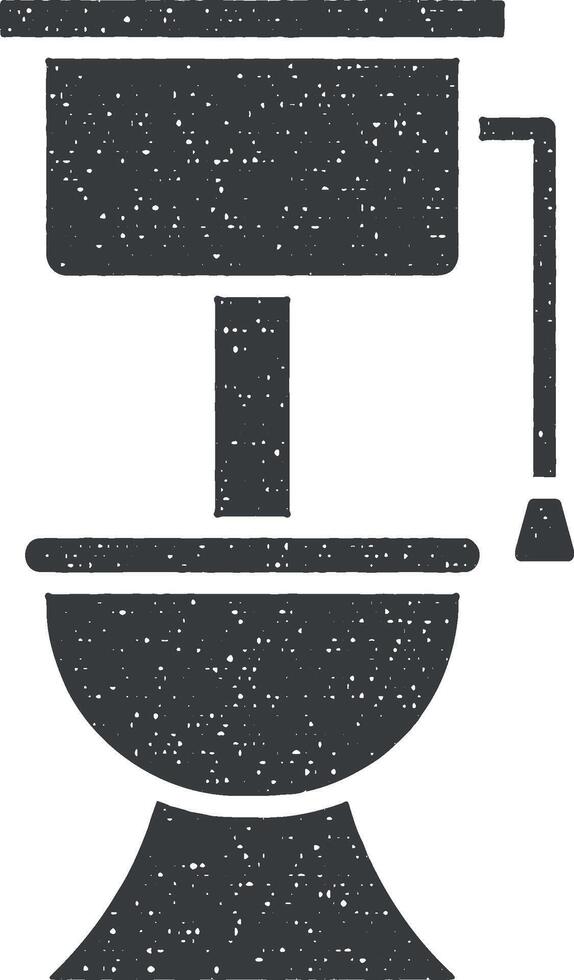 cerrado, baño, asiento, baño icono vector ilustración en sello estilo