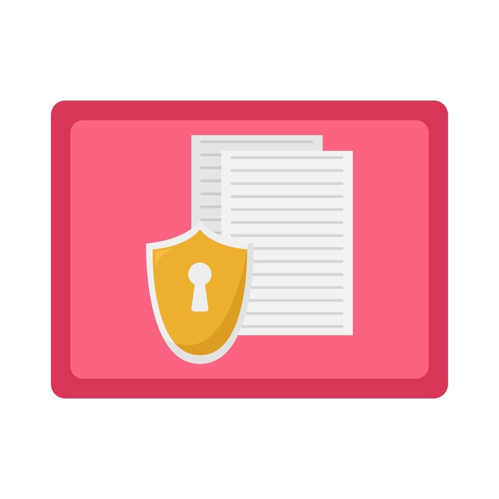 cyber security document in tab illustration vector