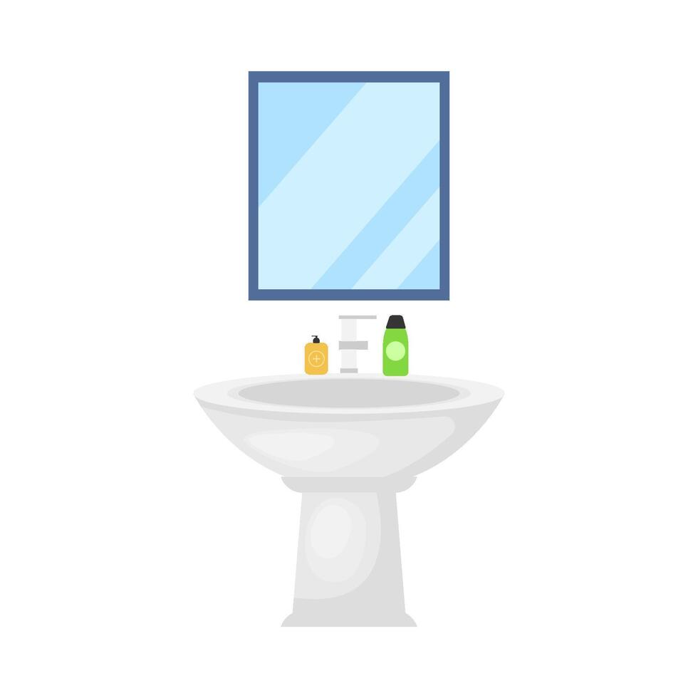 jabón en agua lavabo con miror ilustración vector