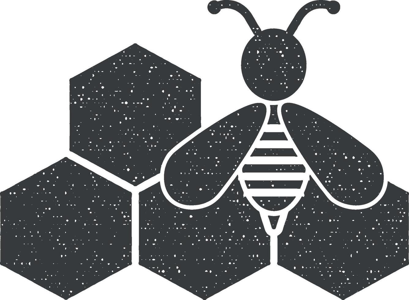 panal, abeja icono vector ilustración en sello estilo