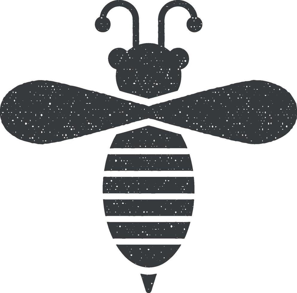 bee, wasp icon vector illustration in stamp style
