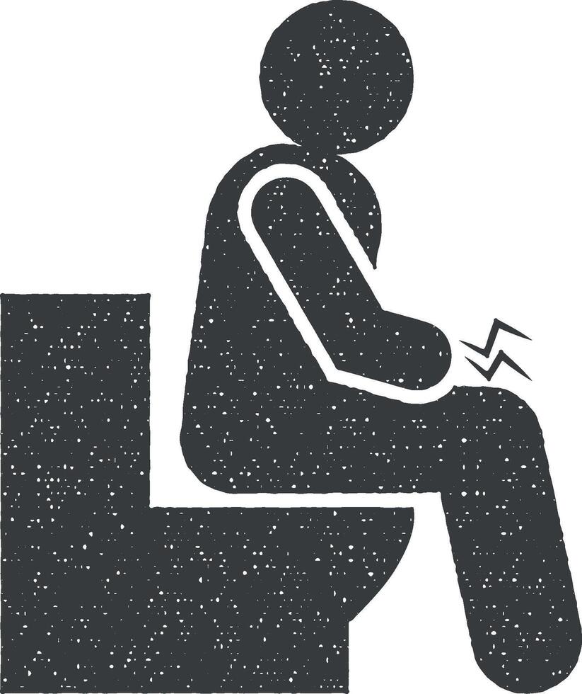 Bowel, indigestion symptoms, pain icon vector illustration in stamp style