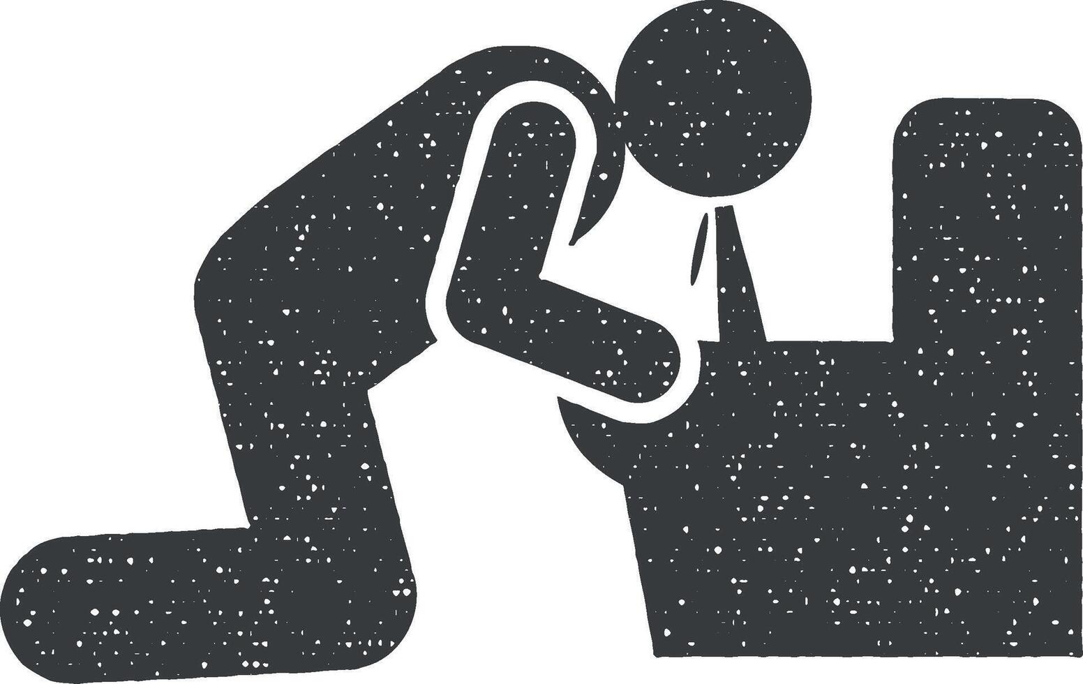 indigestion symptoms, puke, vomit icon vector illustration in stamp style