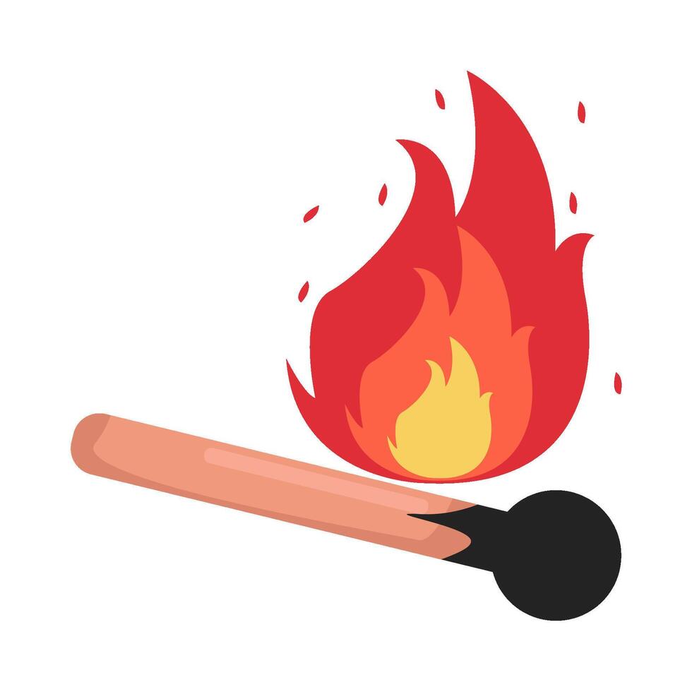 fire in match illustration vector