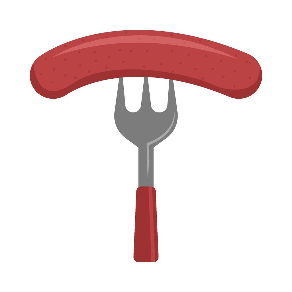sausage in fork illustration vector