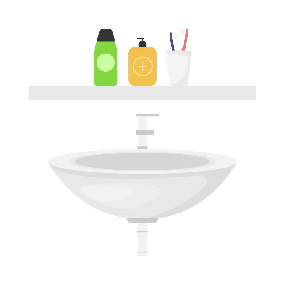 soap with toothbrush in water sink illustration vector