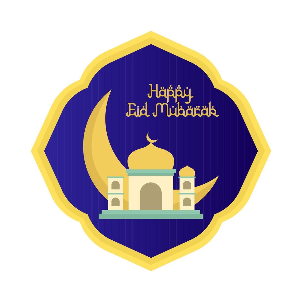 happy eid mubarak greetings badge illustration vector