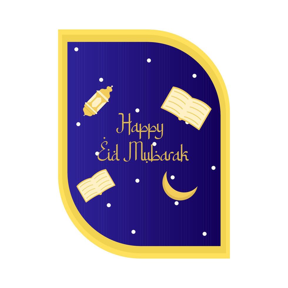 happy eid mubarak greetings badge illustration vector