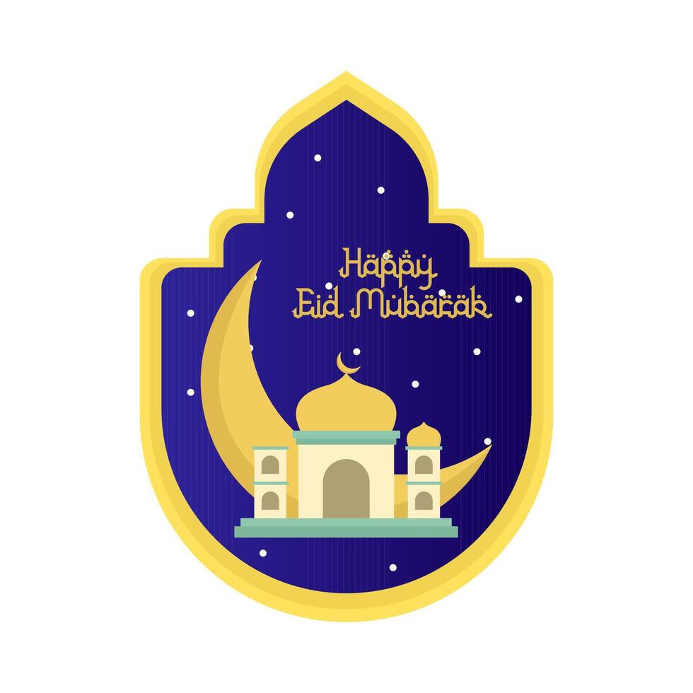 happy eid mubarak greetings badge illustration vector