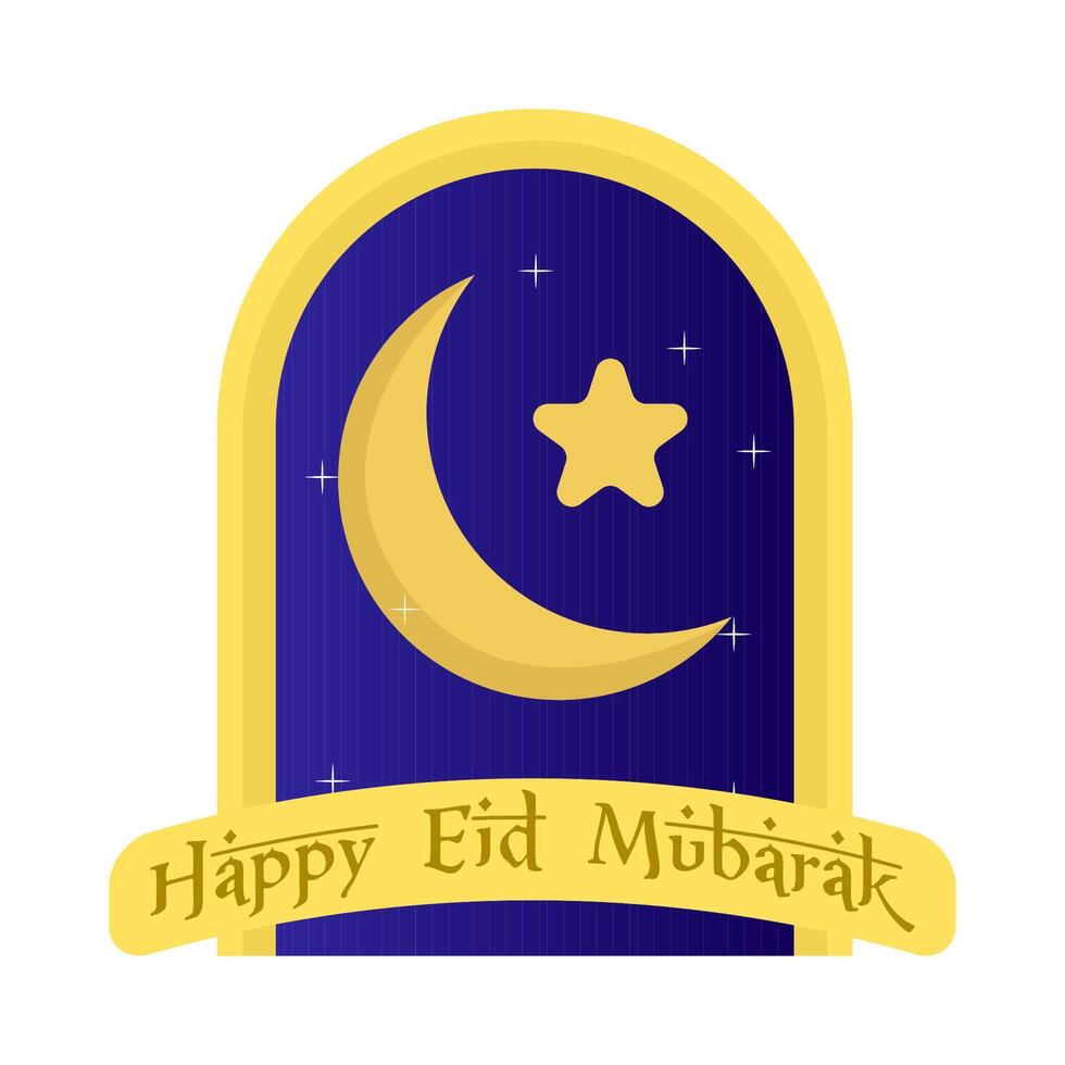 happy eid mubarak greetings badge illustration vector