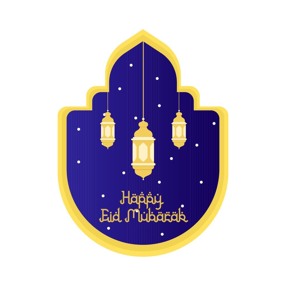 happy eid mubarak greetings badge illustration vector