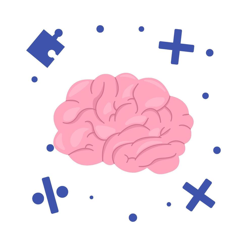 brain with math illustration vector