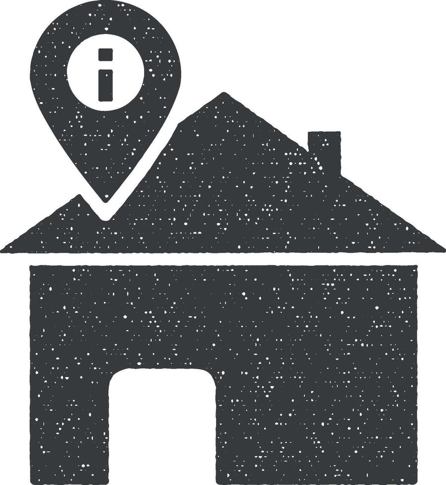 Address home location icon vector illustration in stamp style