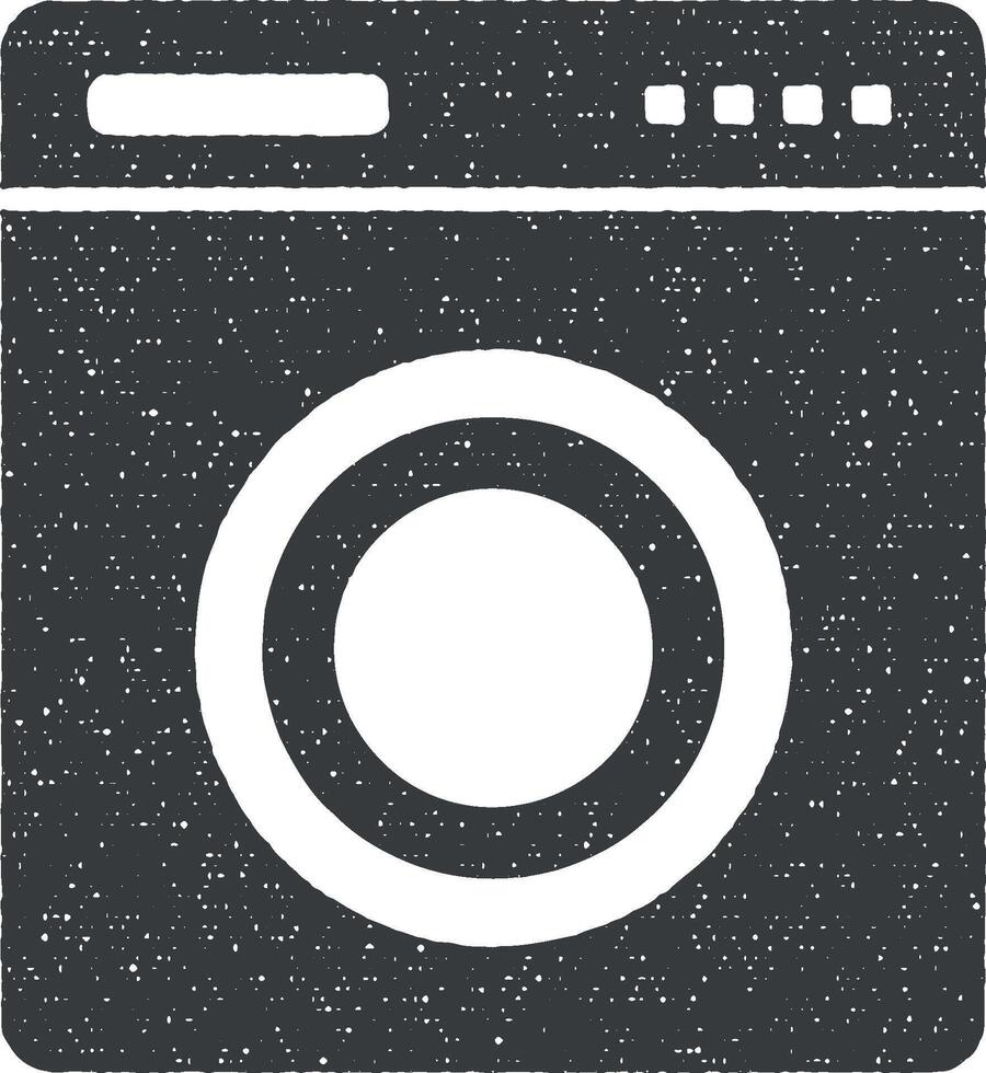 Washing machine, bathroom icon vector illustration in stamp style
