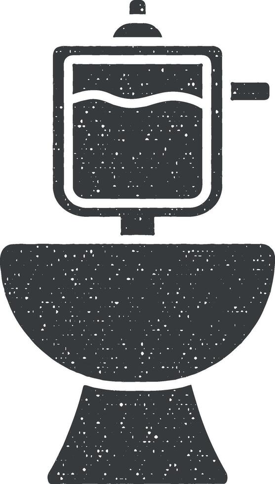 cerrado, baño, asiento, baño icono vector ilustración en sello estilo