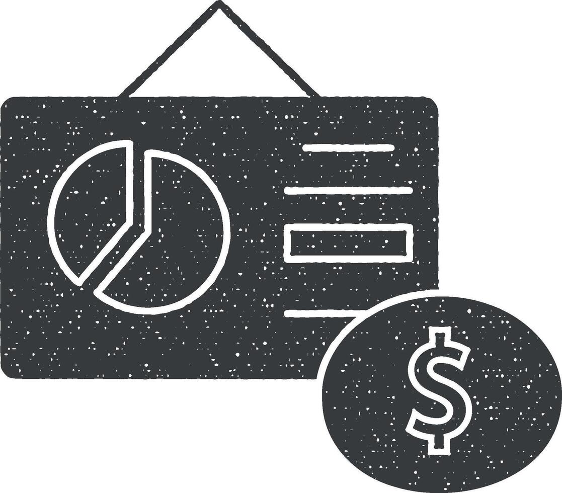 Presentation dollar work icon vector illustration in stamp style