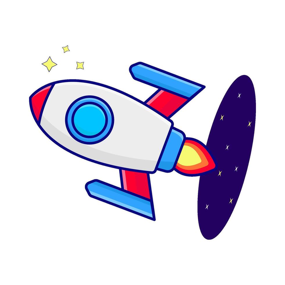 rocket fly illustration vector