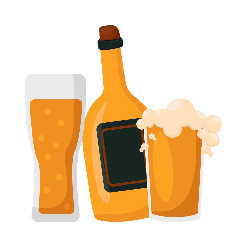 botella alcohol con vaso alcohol bebida ilustración vector