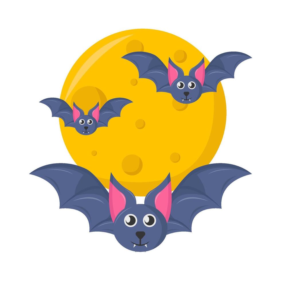 bat with full moon  illustration vector