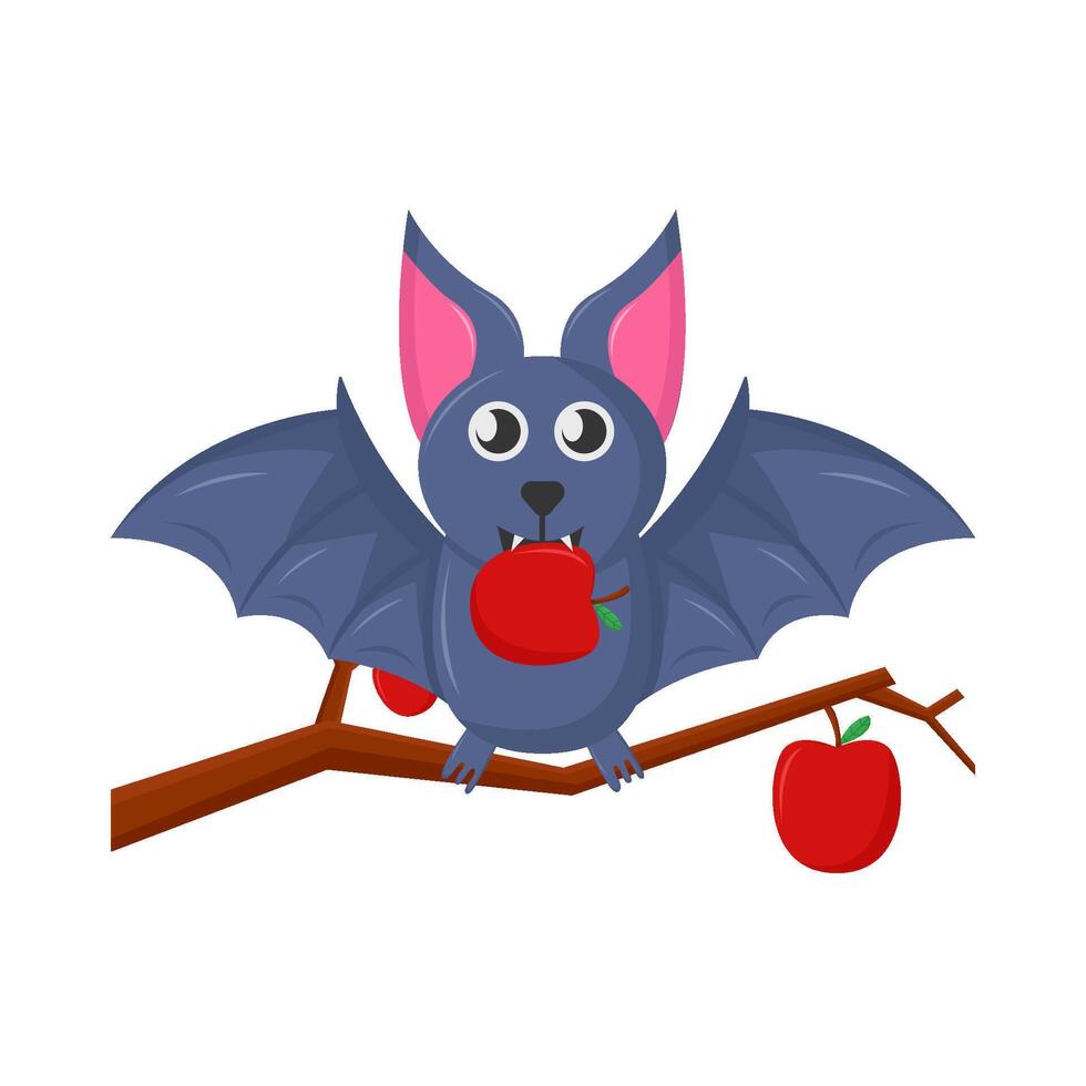 bat with apple illustration vector