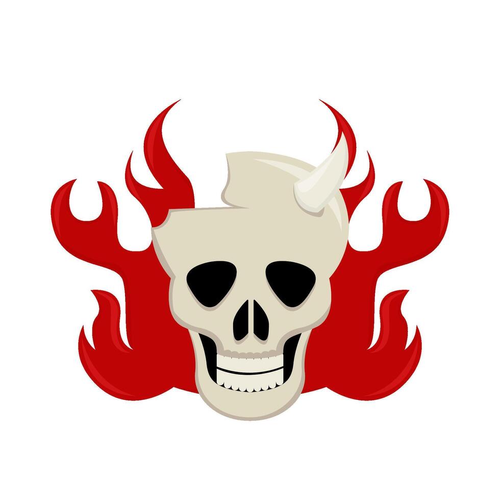 skull  with fire illustration vector