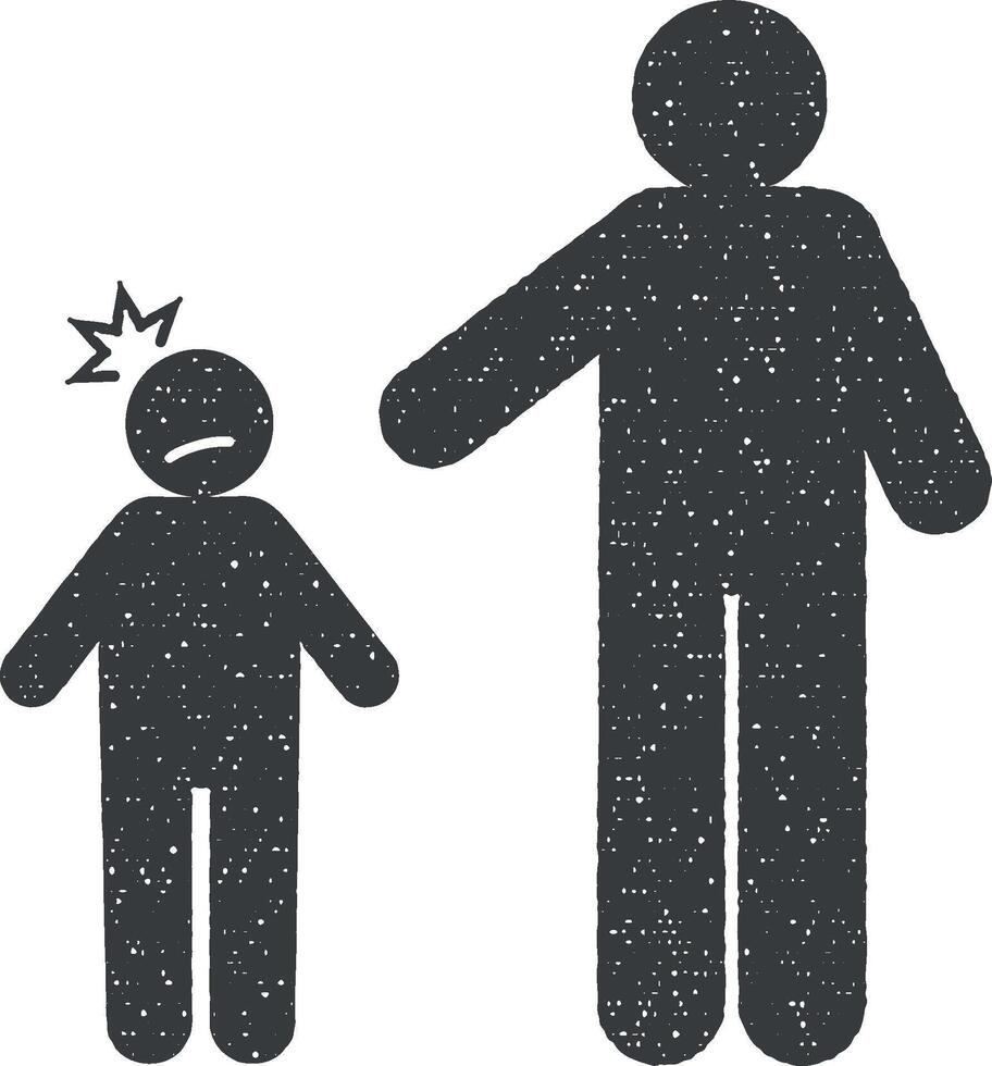 Child, delayed, thin icon vector illustration in stamp style