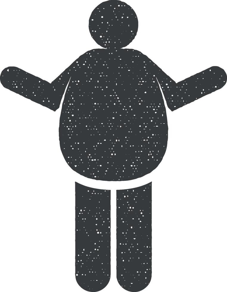 Belly, bloat, stomach icon vector illustration in stamp style