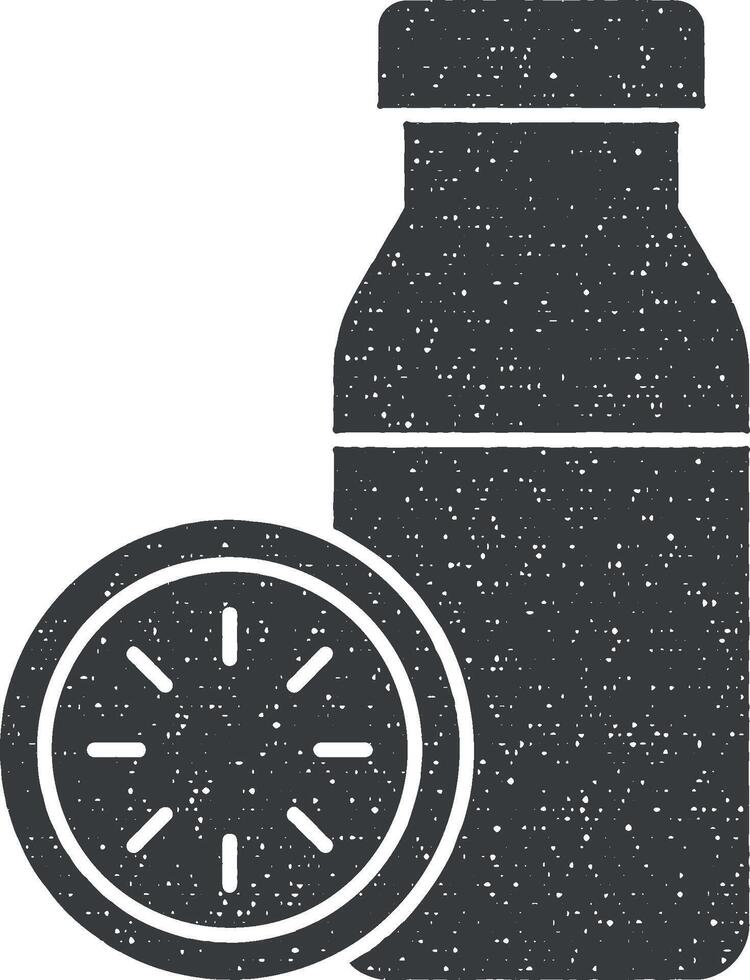 Juice orange icon vector illustration in stamp style