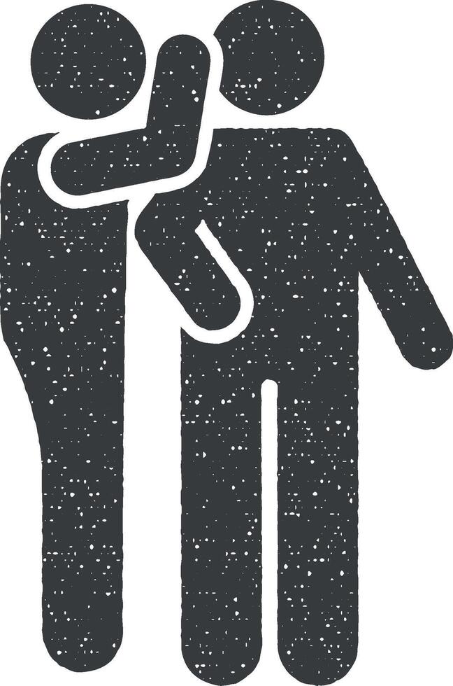 Two man, gossip, secret icon vector illustration in stamp style