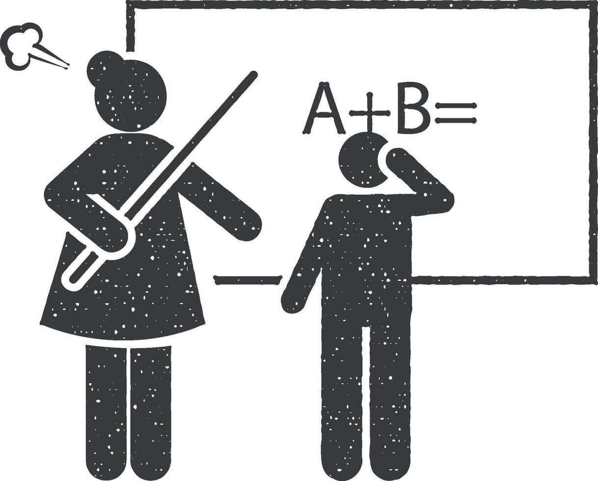 Naughty, student, bad icon vector illustration in stamp style