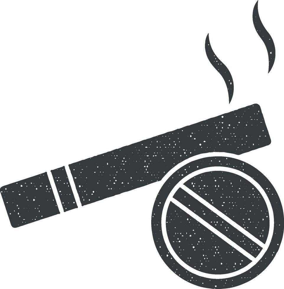 cigarrillo No salud icono vector ilustración en sello estilo