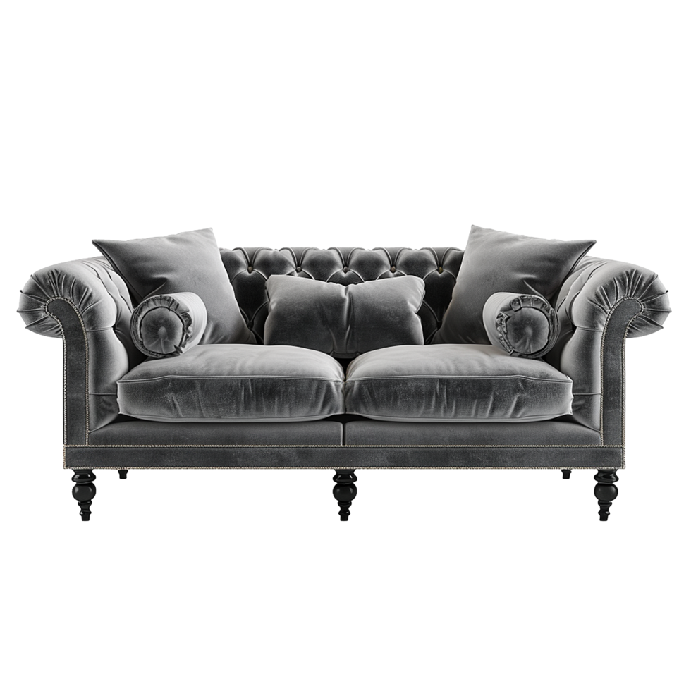 AI generated Gray sofa png isolated on transparent background