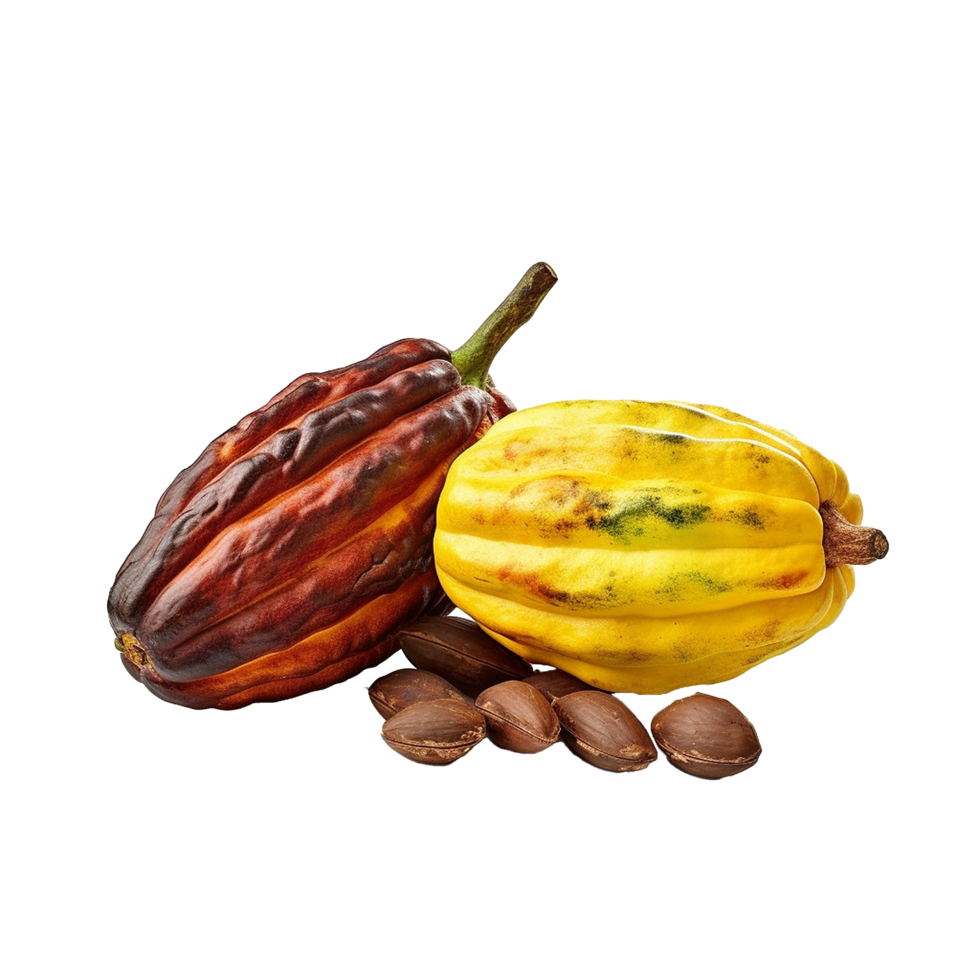 AI generated Ripe cocoa fruits png isolated on transparent background