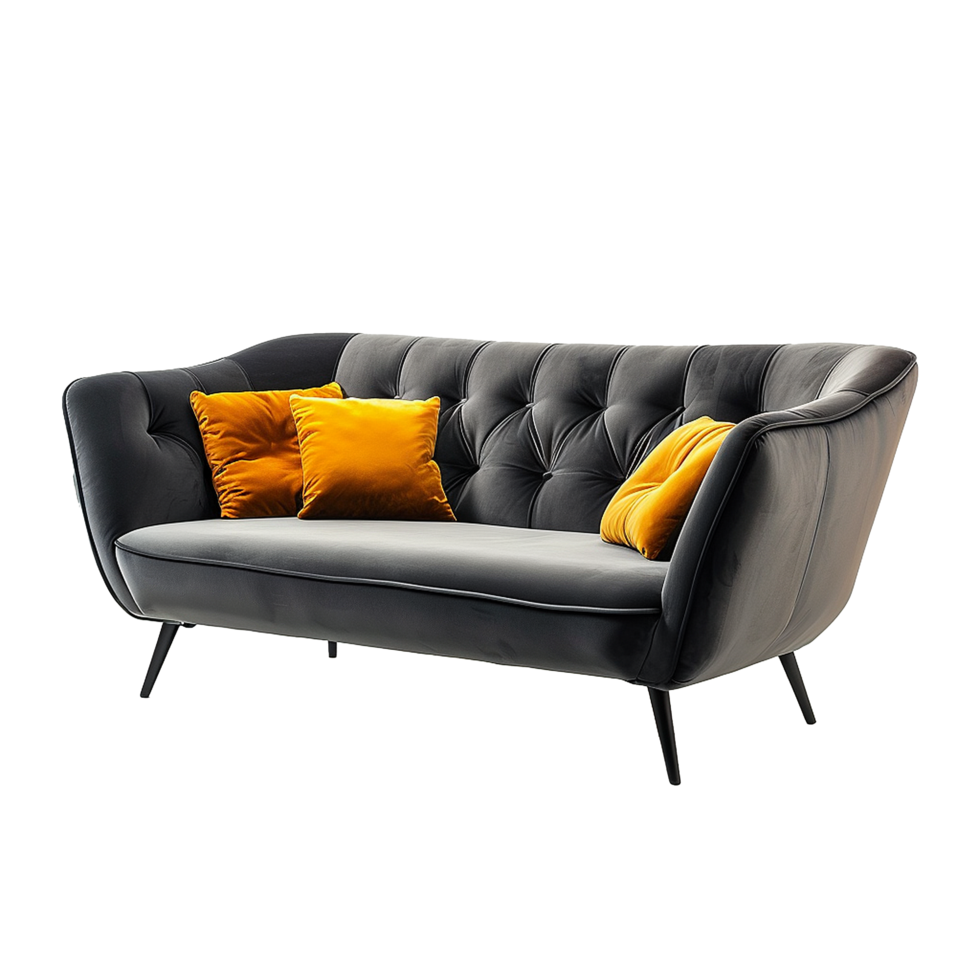 AI generated Gray sofa png isolated on transparent background