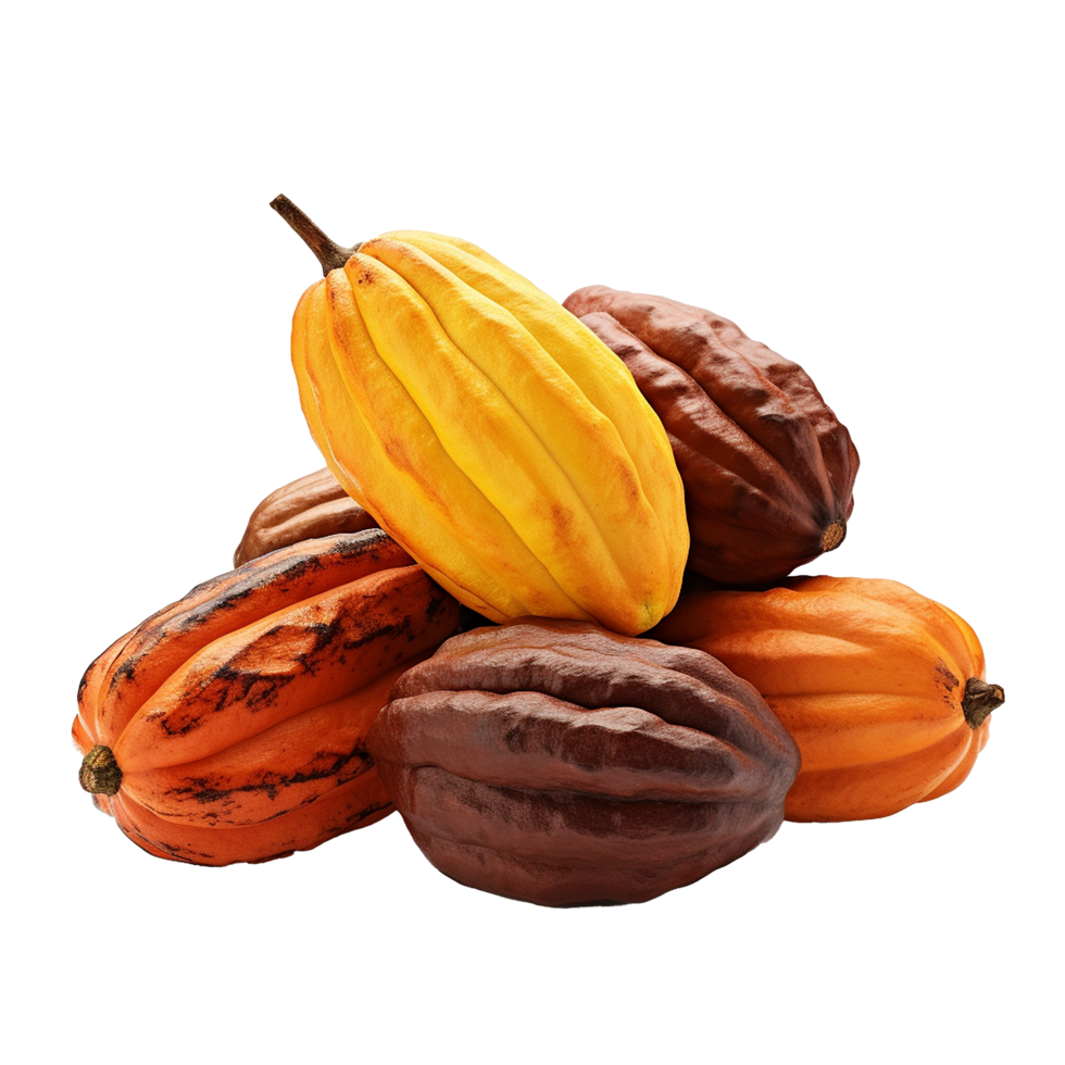 AI generated Ripe cocoa fruits png isolated on transparent background