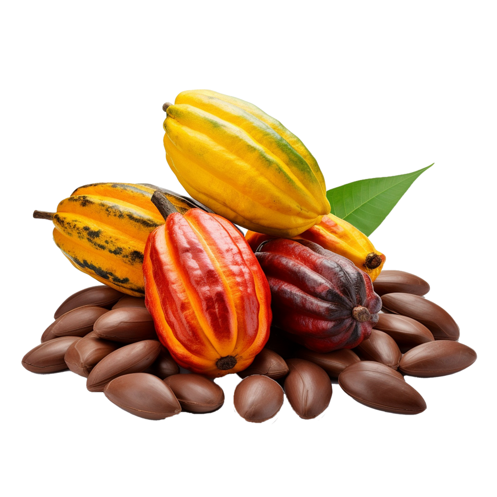 AI generated Ripe cocoa fruits png isolated on transparent background